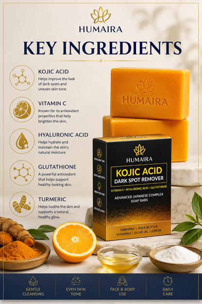 HUMAIRA Kojic Acid Dark Spot Remover Soap Bar (Pack of 2)