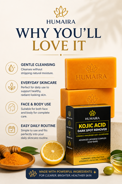 HUMAIRA Kojic Acid Dark Spot Remover Soap Bar (Pack of 2)