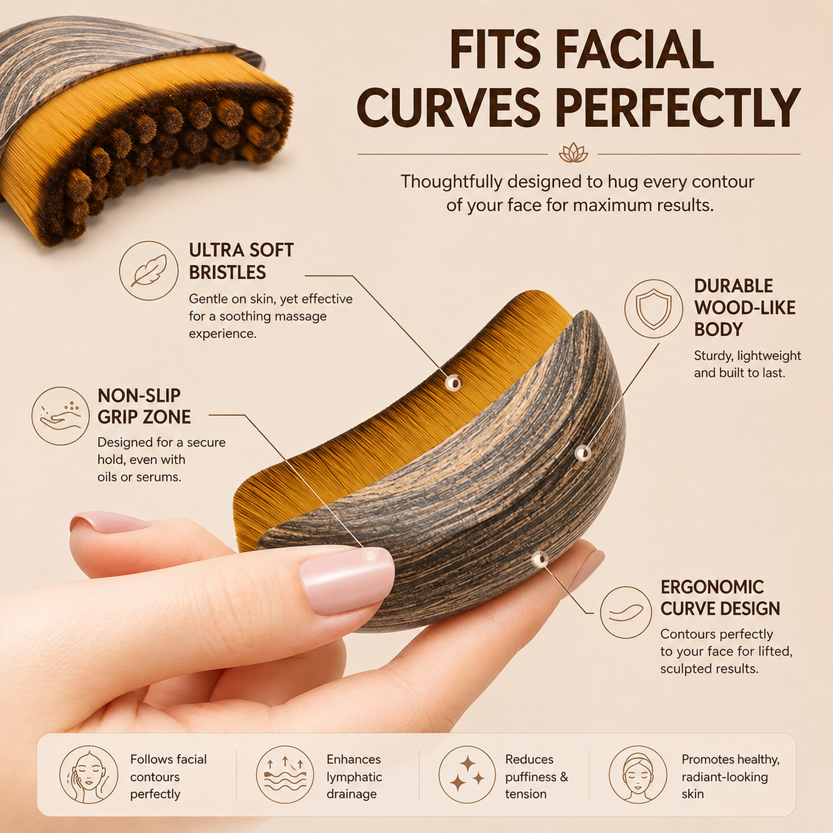 HUMAIRA Lymphatic Contour Face Brush – Facial Sculpting & Massage Tool